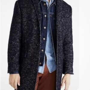 NWT J. Crew Herringbone Blue Tweed Trench Coat